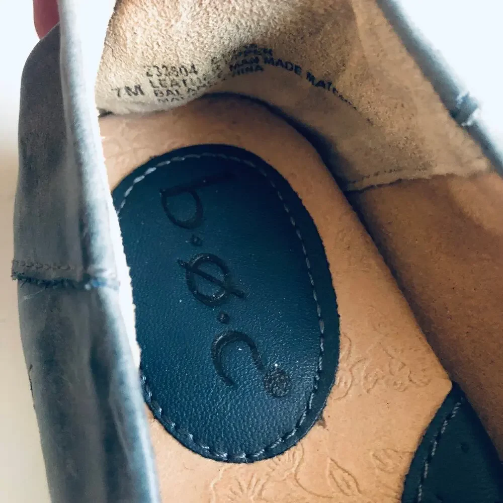BOC 'Suree' Women's 7 Blue Leather Slip On Comfort Loafer Flat Shoe
